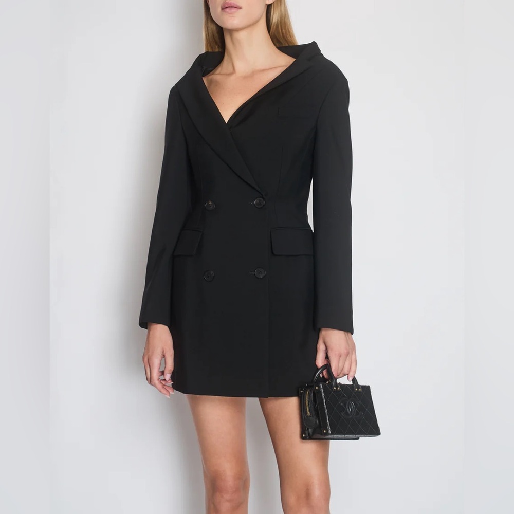 DOUBLE-BREASTED TAILORED MINI DRESS IN BLACK 40 4